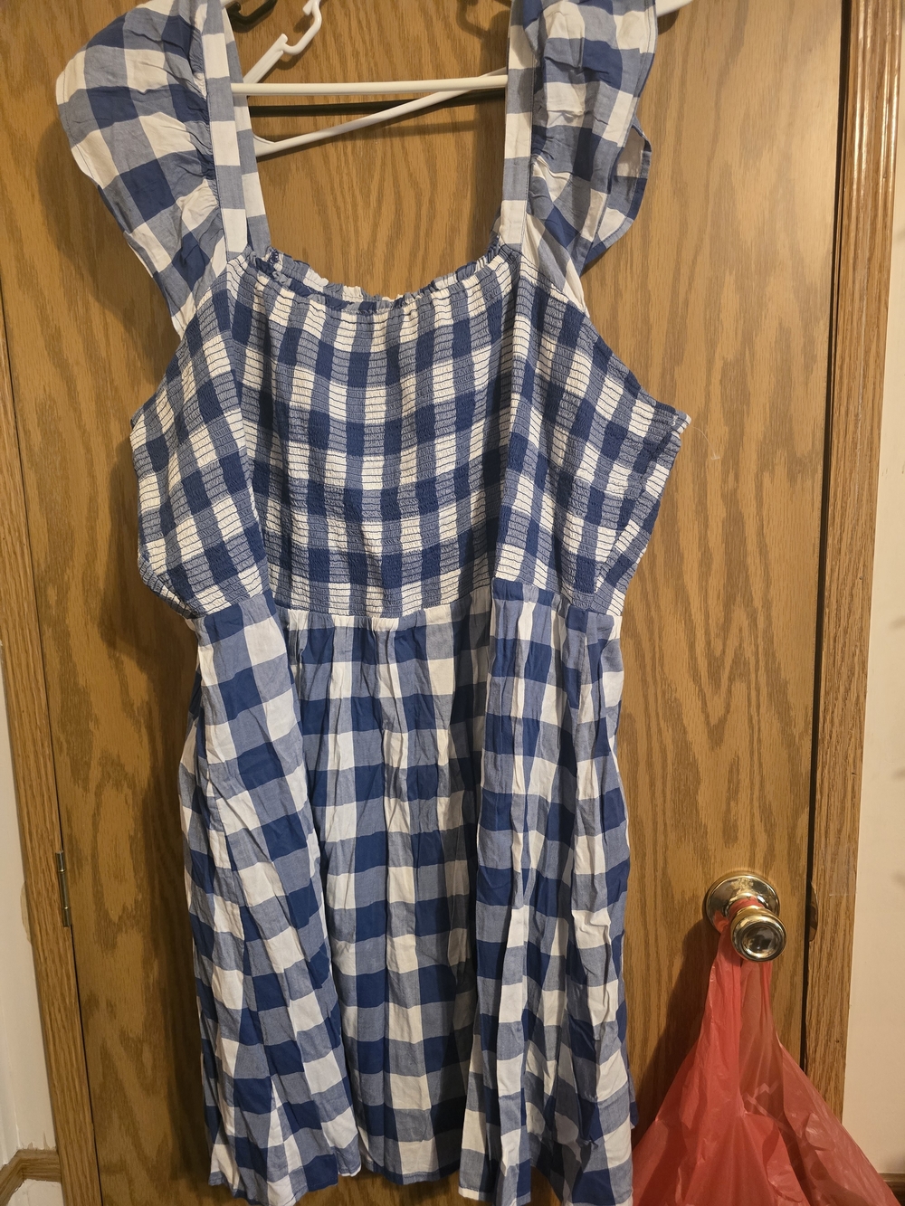 Old Navy Blue and White Gingham Sundress with Ruffle Straps